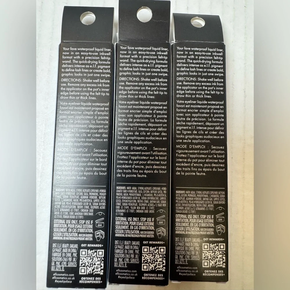 e.l.f. H2O Proof Inkwell Eyeliner, Dark Envy,  Lavender Daze, & Bluebird